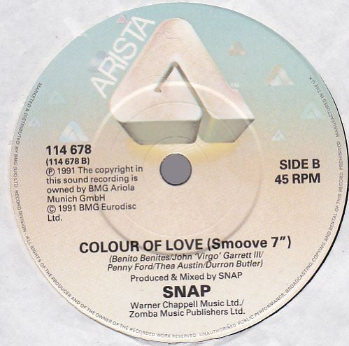 Snap! : Colour Of Love (7", Single)