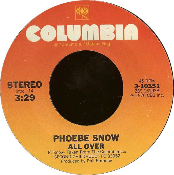 Phoebe Snow : All Over / No Regrets (7")
