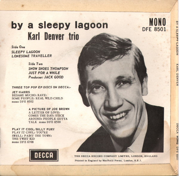 Karl Denver : By A Sleepy Lagoon (7", EP, Mono)