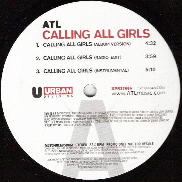 ATL (3) : Calling All Girls (12", Promo)