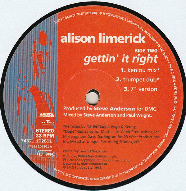 Alison Limerick : Gettin' It Right (12", Single)