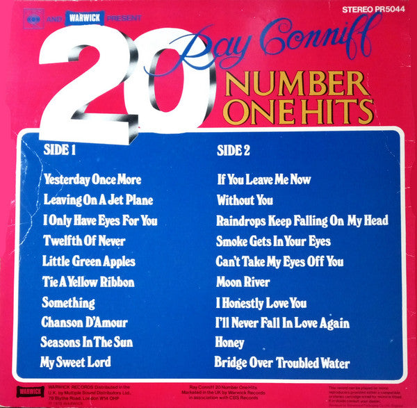 Ray Conniff : 20 Number One Hits (LP, Comp)