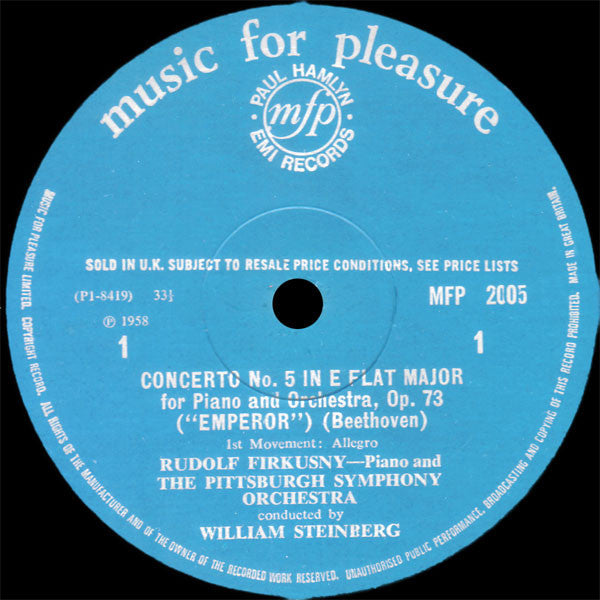Ludwig Van Beethoven : Piano Concerto No. 5 In E Flat Major Op. 73 "Emperor" (LP, RE, Blu)