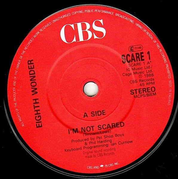 Eighth Wonder : I'm Not Scared (7", Single)