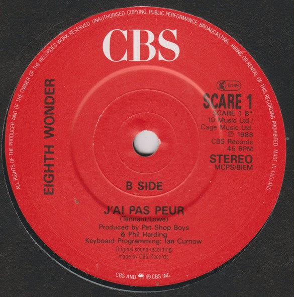 Eighth Wonder : I'm Not Scared (7", Single)