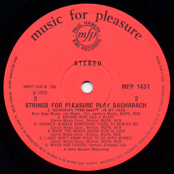 Strings For Pleasure : Play The Best Of Bacharach (LP)