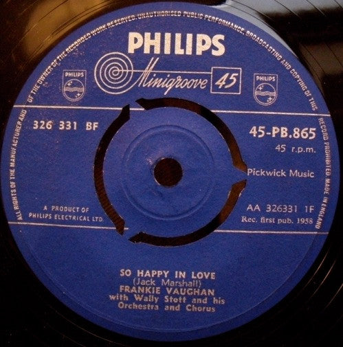 Frankie Vaughan : So Happy In Love (7", Single)