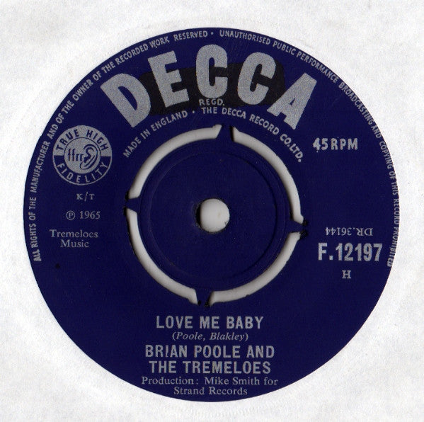 Brian Poole & The Tremeloes : I Want Candy (7", Single)