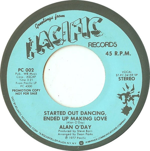 Alan O'Day : Started Out Dancing, Ended Up Making Love (7", Mono, Promo)