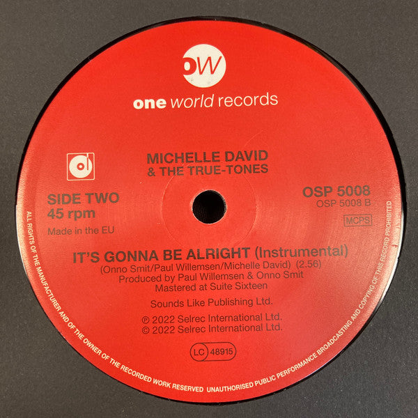 Michelle David & The True-Tones : It's Gonna Be Alright (7", Single)