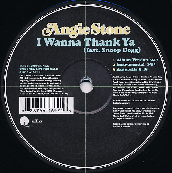 Angie Stone Feat. Snoop Dogg : I Wanna Thank Ya (12", Promo)
