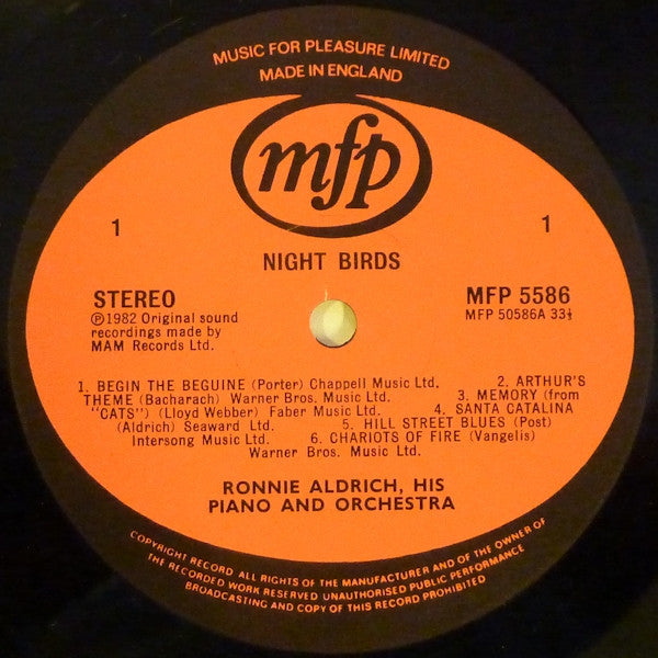 Ronnie Aldrich, His Piano And Orchestra* : Night Birds (LP)