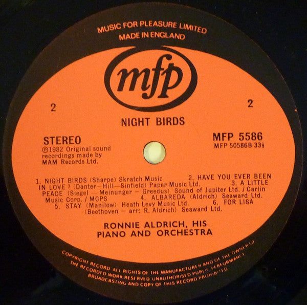 Ronnie Aldrich, His Piano And Orchestra* : Night Birds (LP)