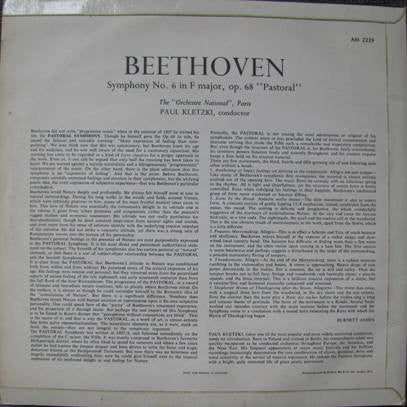 Ludwig van Beethoven, Orchestre National De France, Paul Kletzki : Symphony N° 6 In F Major, Op. 68 - Pastoral (LP, Album)