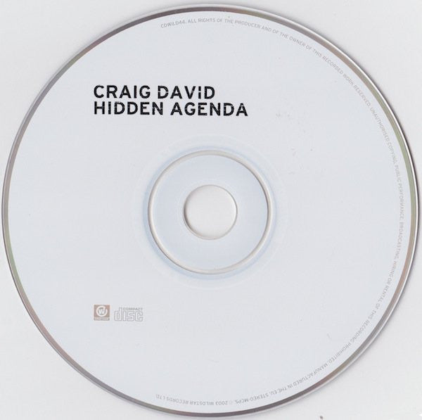 Craig David : Hidden Agenda (CD, Single, Enh, CD1)