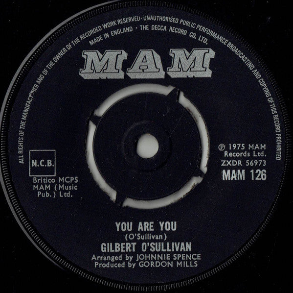Gilbert O'Sullivan : You Are You (7", Single)