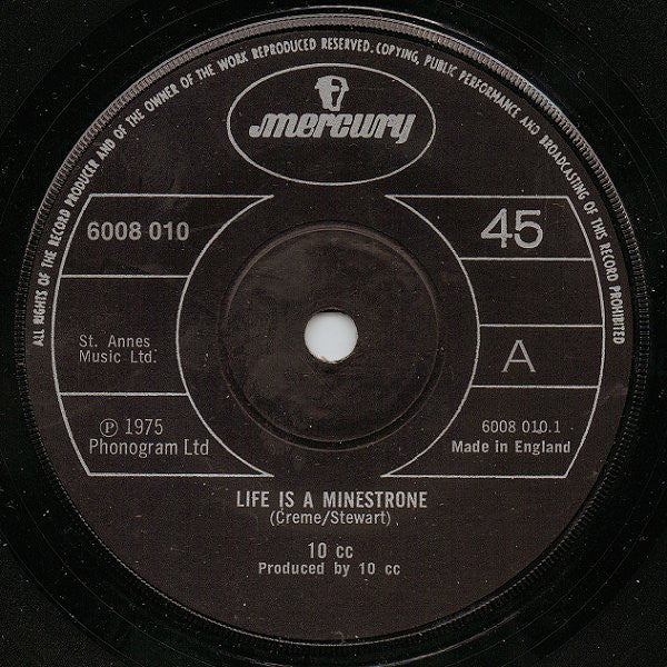 10cc : Life Is A Minestrone (7", Single)