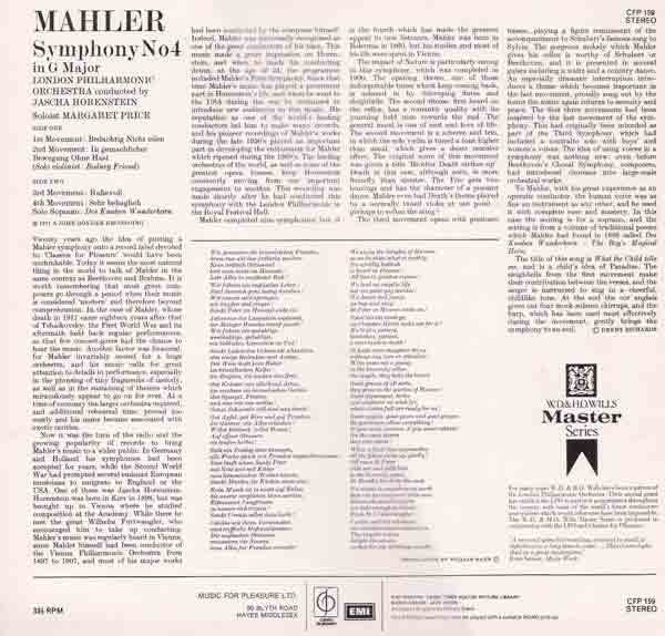 Gustav Mahler, London Philharmonic Orchestra, Jascha Horenstein : Fourth Symphony (LP, RE)
