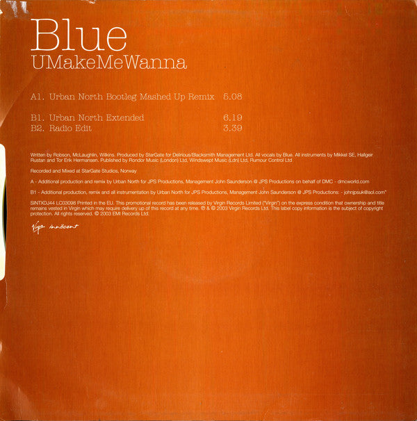 Blue (5) : UMakeMeWanna (12", Promo)