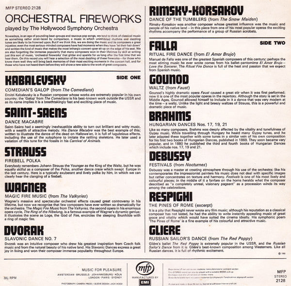 Hollywood Symphony Orchestra : Orchestral Fireworks (LP)
