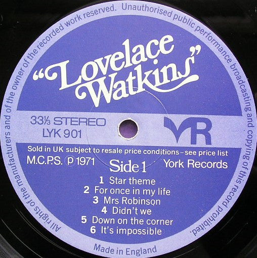 Lovelace Watkins : Recorded Live At The Talk Of The Town (2xLP, Album)