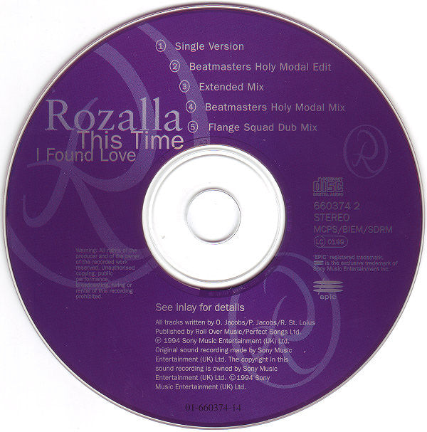 Rozalla : This Time I Found Love (CD, Maxi)