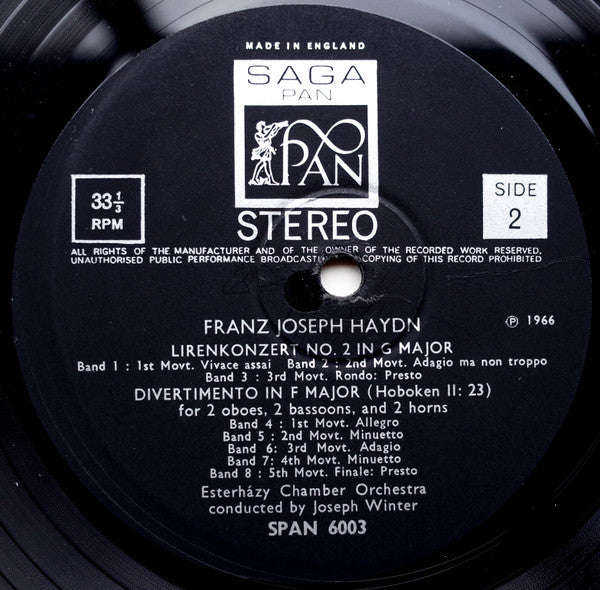 Joseph Haydn - The Esterhazy Orchestra, Joseph Winter : Lirenkonzerte & Divertimenti (LP)