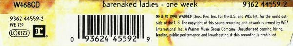 Barenaked Ladies : One Week (CD, Single)