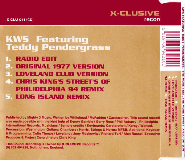 K.W.S. Featuring Teddy Pendergrass : The More I Get, The More I Want (CD, Single)