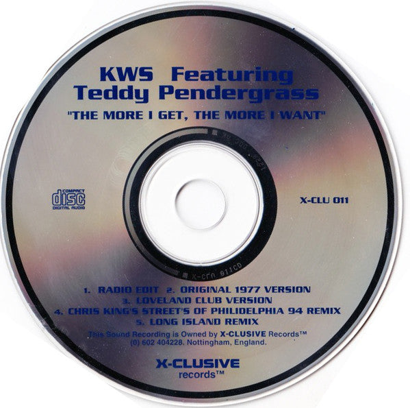 K.W.S. Featuring Teddy Pendergrass : The More I Get, The More I Want (CD, Single)