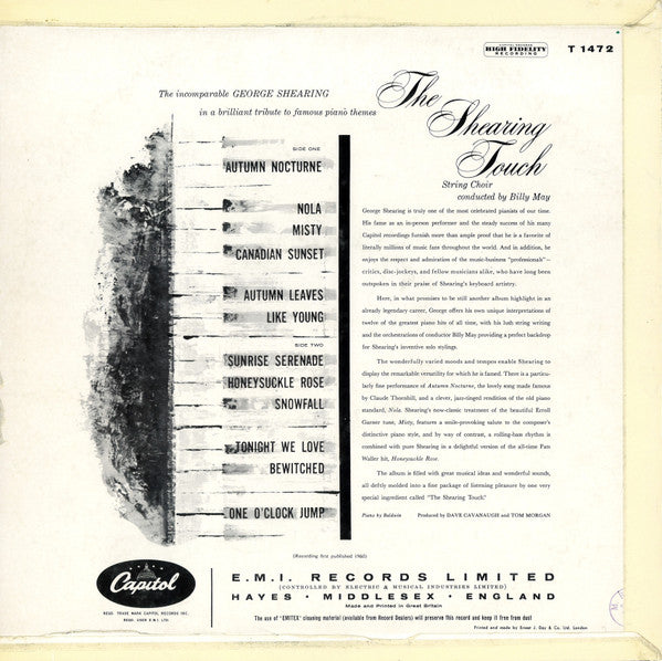 George Shearing : The Shearing Touch (LP, Album, Mono)