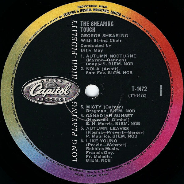 George Shearing : The Shearing Touch (LP, Album, Mono)