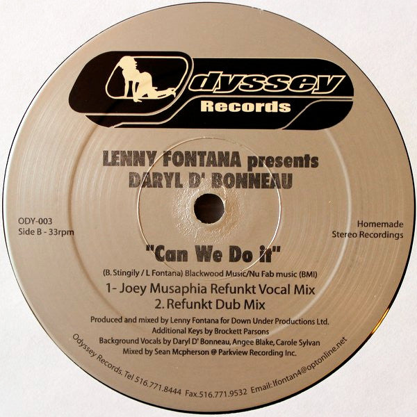 Lenny Fontana Presents Darryl D'Bonneau : Can We Do It (12")