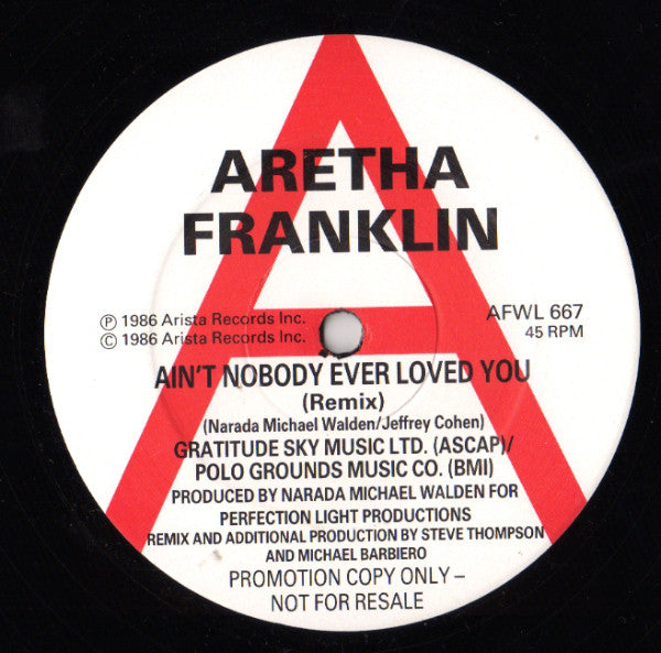 Aretha Franklin : Ain't Nobody Ever Loved You (12", Promo)