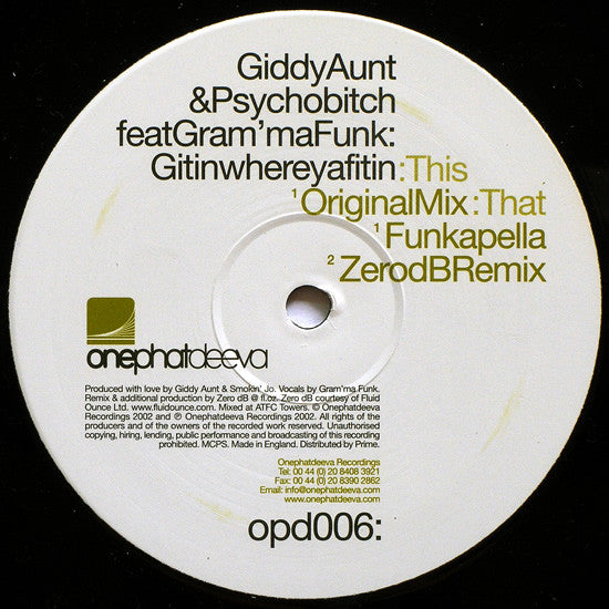 Giddy Aunt & Psychobitch : Gitinwhereyafitin! (12")