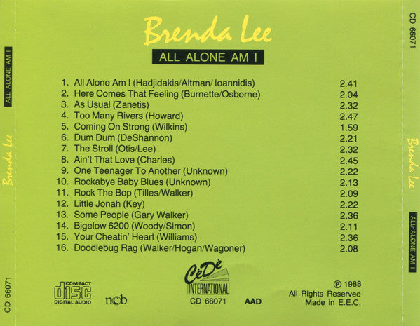 Brenda Lee : All Alone Am I (CD, Comp)
