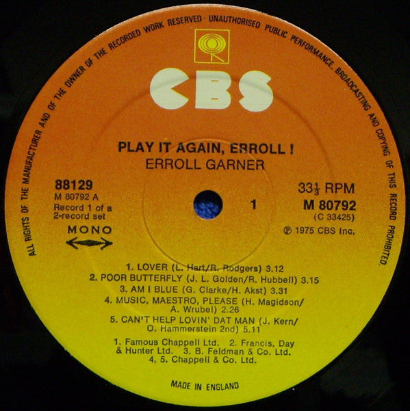 Erroll Garner : Play It Again, Erroll! (2xLP, Comp, Mono, RE)