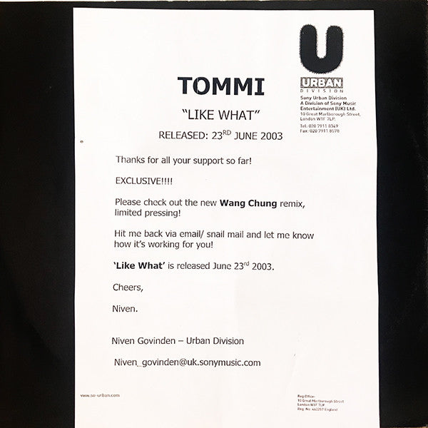 Tommi (2) : Like What (12", S/Sided, W/Lbl)