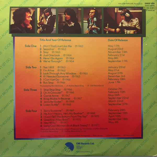 The Hollies : The History Of The Hollies - 24 Genuine Top Thirty Hits (2xLP, Comp, Mono)