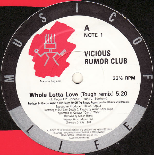Vicious Rumor Club : Whole Lotta Love (12")