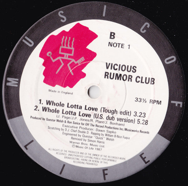 Vicious Rumor Club : Whole Lotta Love (12")