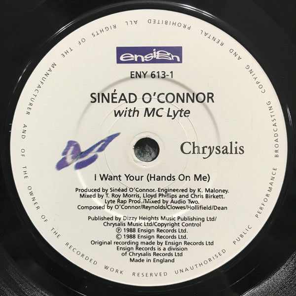 Sinéad O'Connor With MC Lyte : I Want Your (Hands On Me) (7", Single)