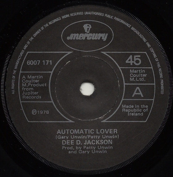 Dee D. Jackson : Automatic Lover (7", Single)