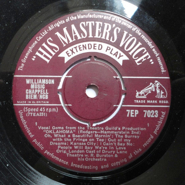 Richard Rodgers And Oscar Hammerstein II - Reginald Burston And His Orchestra : Vocal Gems From Oklahoma (7", EP)
