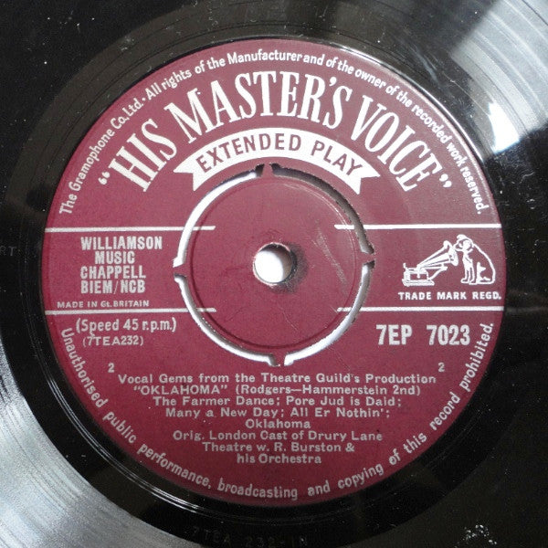 Richard Rodgers And Oscar Hammerstein II - Reginald Burston And His Orchestra : Vocal Gems From Oklahoma (7", EP)