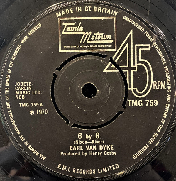 Earl Van Dyke : 6 By 6  (7", Single, 4-P)
