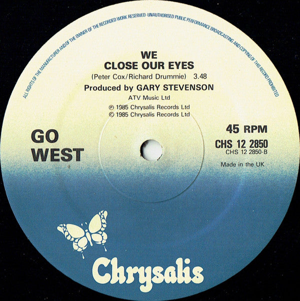 Go West : We Close Our Eyes (Total Overhang Club Mix) (12", Dam)
