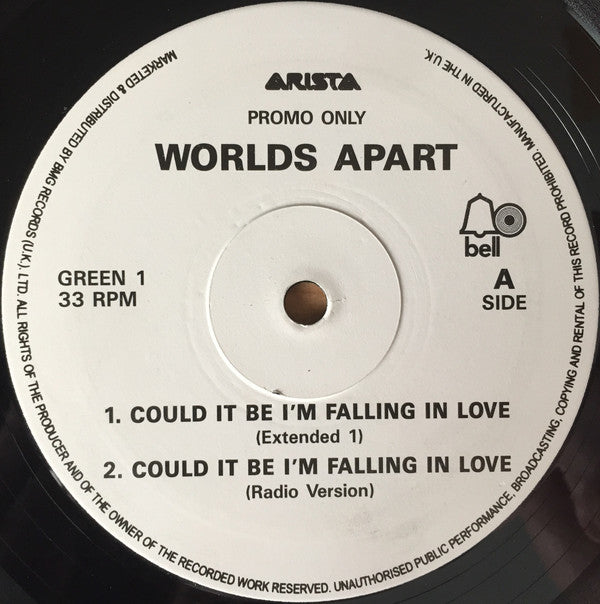 Worlds Apart : Could It Be I'm Falling In Love (12", Promo)