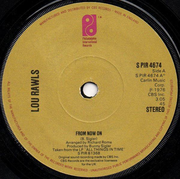 Lou Rawls : From Now On (7", Sol)