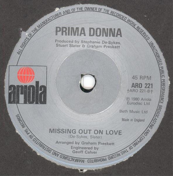 Prima Donna (3) : Love Enough For Two (7", Single)